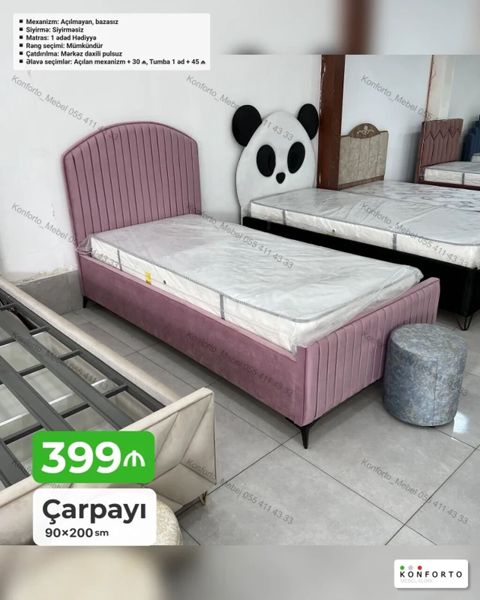 Məhsul: Tək nəfərlik çarpayı - Ölçü: 90×200 sm - Mexanizm: Açılmayan — Bakı