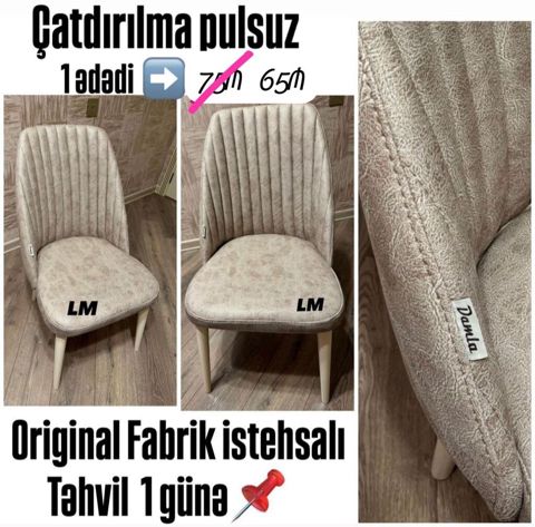 Yumşaq oturacaq və rahat bel hissəsi ilə müasir dizaynlı stul — Bakı