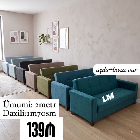 Məhsul: Açılan mexanizmalı, bazalı divan Xüsusiyyətlər: - Ümumi ölçü — Bakı