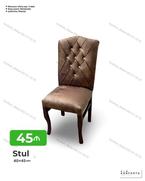 Stul – 40×45 sm - Yumşaq parça üzlüklü, romb tikişli və dekorativ — Bakı
