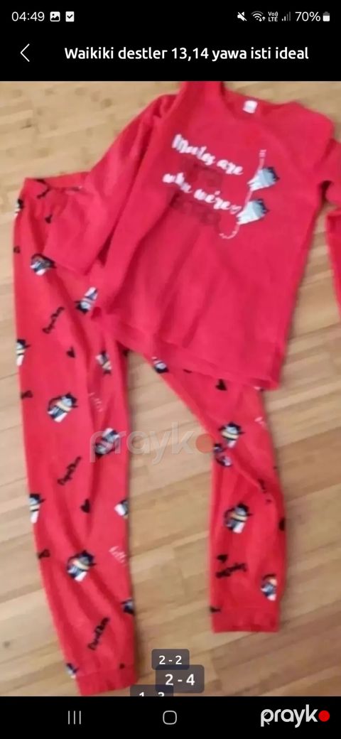 LC Waikiki pijama dəsti – 13-14 yaş üçün. - Rəng: qırmızı - Komplekt