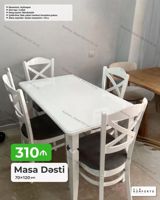 Məhsul: Masa Dəsti - Ölçü: 70×120 sm - Dəst tərkibi: 1 ədəd masa + 4 — Мебель