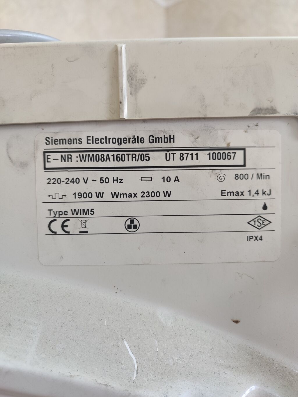 Ehtiyat hissəsi kimi satılır Model: Siemens WM08A160TR/05 (Type — Paltaryuyan maşınlar, Digah (3)