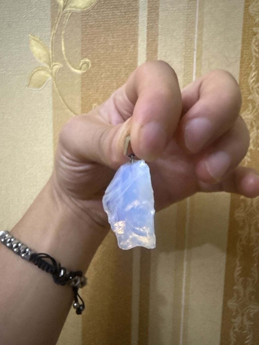 Ay daşı asqı - Material: Opalit effektli, yüngülcə şəffaf, mavi-ağ — Aksesuarlar, Bakı (3)