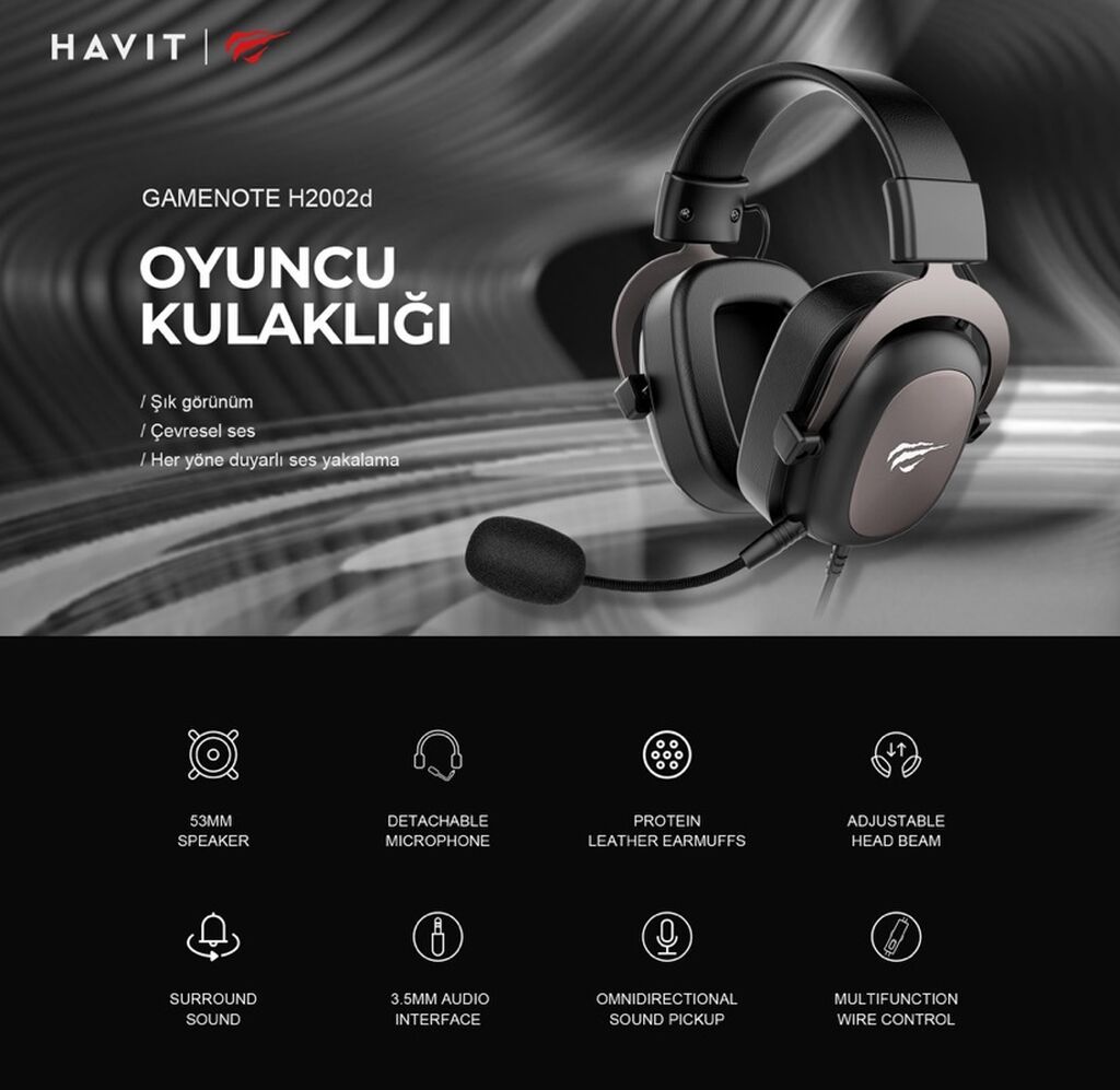 Havit Gamenote H2002d Oyunçu Qulaqlığı - 53 mm sürücülər – güclü və — Elektronika, Bakı