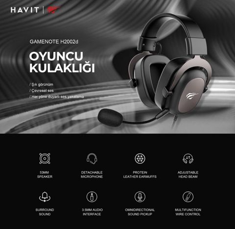 Havit Gamenote H2002d Oyunçu Qulaqlığı - 53 mm sürücülər – güclü və — Bakı