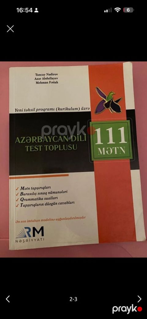 Azərbaycan dili Testlər 11-ci sinif, RM, 1-ci hissə, 2023 il