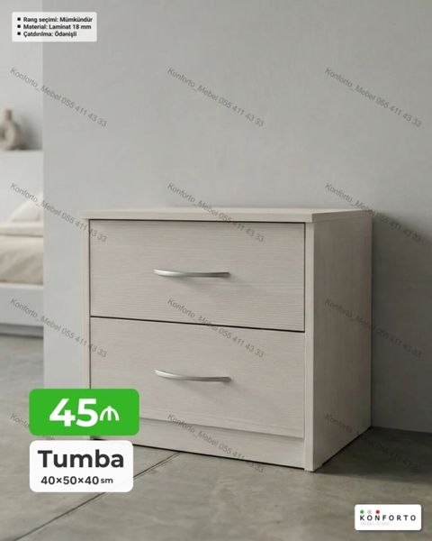 İki çekmecəli tumbə - Ölçülər: 40 50 40 sm - Material: 18 mm — Bakı