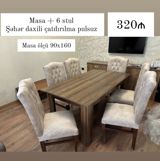 Mətbəx/qonaq otağı üçün dəst: - Masa + 6 stul - Masa ölçüsü: 90x160 sm — Furniture