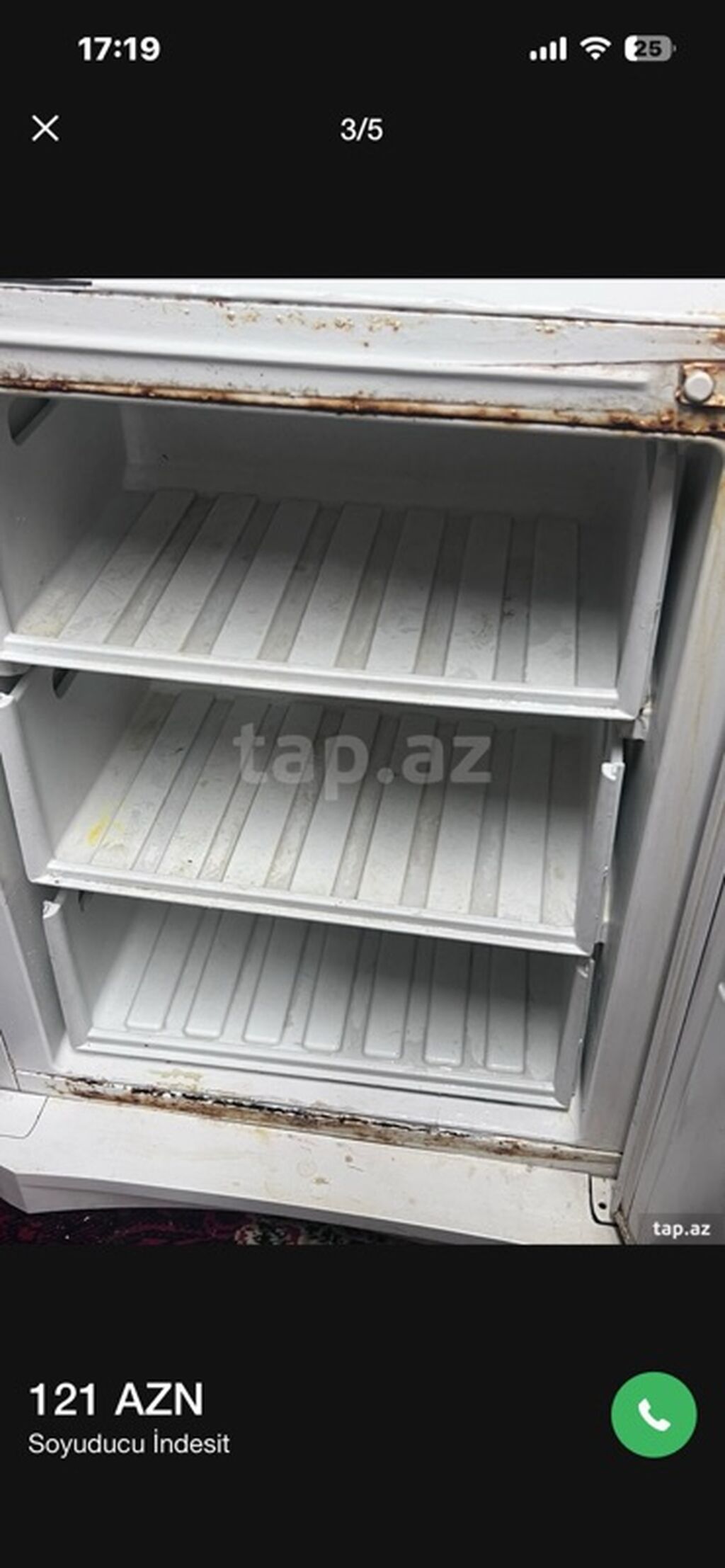 İşlənmiş 2 qapılı Indesit Soyuducu Satılır, rəng - Ağ — Soyuducular, Bakı (2)
