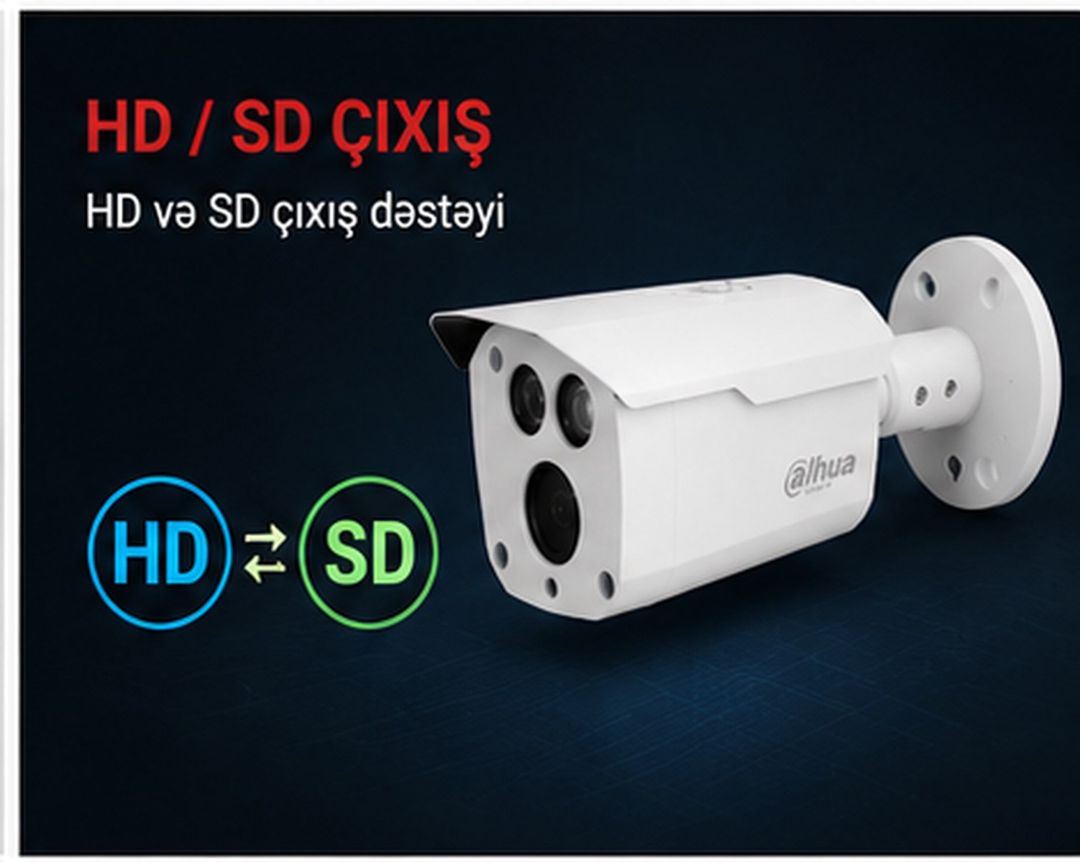 Dahua 2MP kamera 80M IR gecə görüntüsü Hdcvı IP67 — Təhlükəsizlik sistemləri, Bakı (5)