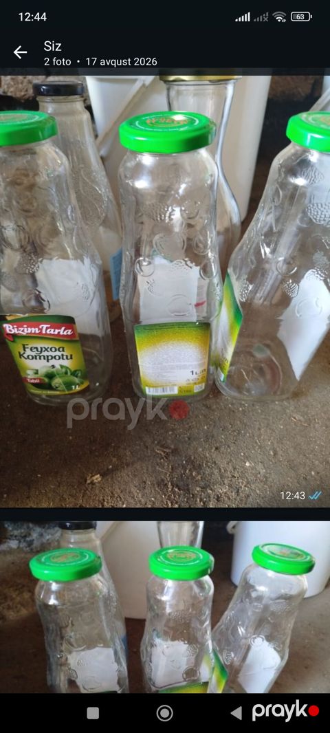 Şüşə butulkalar – 1 litr - Həcm: 1 L - Material: qalın şüşə - Dizayn — Emin
