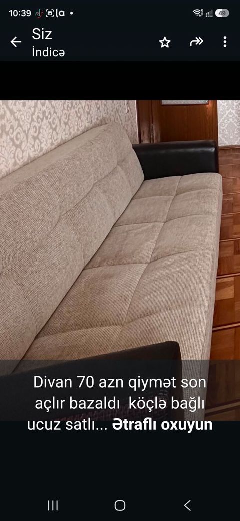Divan 70 azn qiymət son açlır bazaldı köçlə bağlı ucuz satlır 9 cu — Bakı