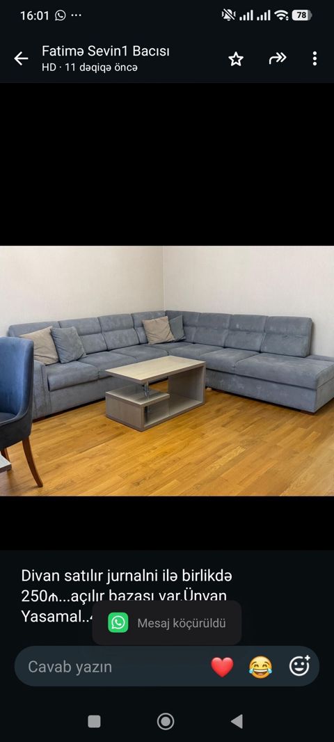 Divan satılır jurnalni ilə birlikdə 250₼. açılır bazası var.Ünvan — Bakı