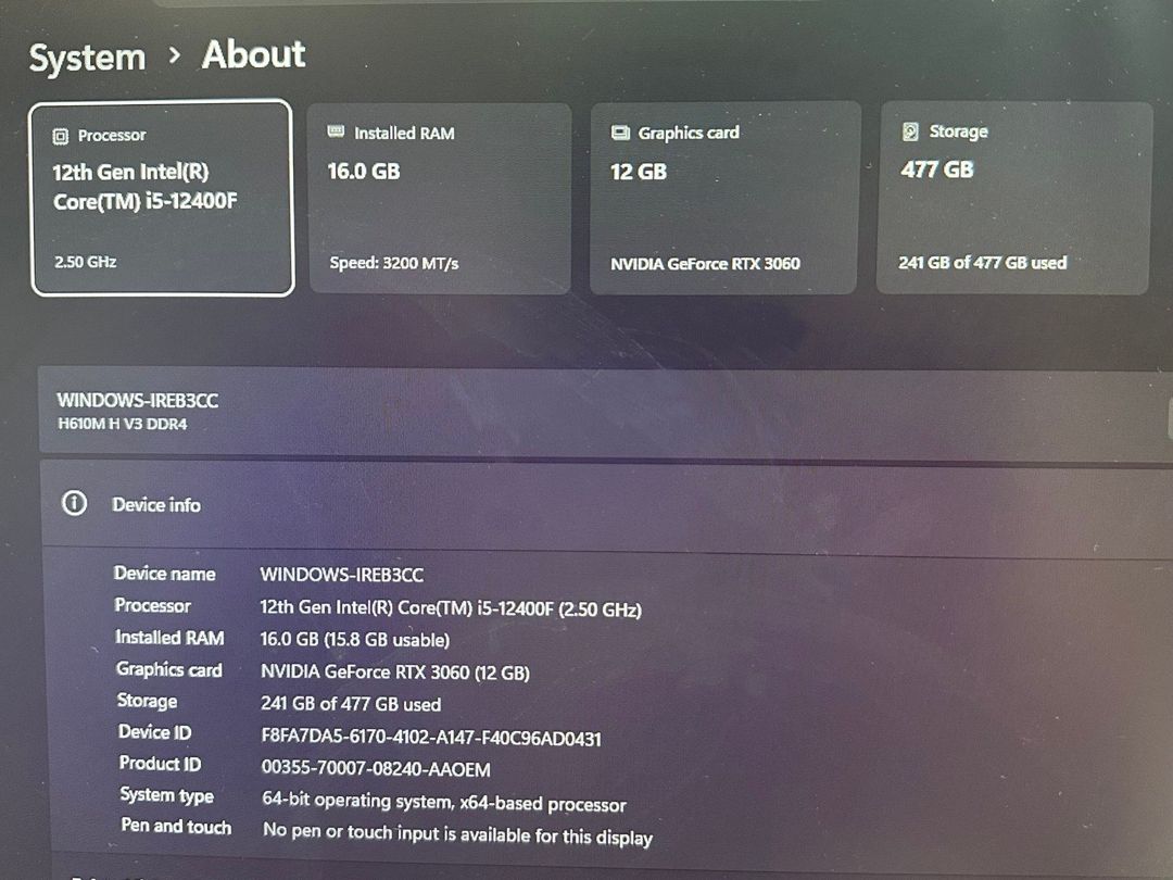 Gaming PC i5-12400F / RTX 3060 12GB / 16GB DDR4 / 500GB NVMe — Masaüstü kompüterlər, Bakı (5)