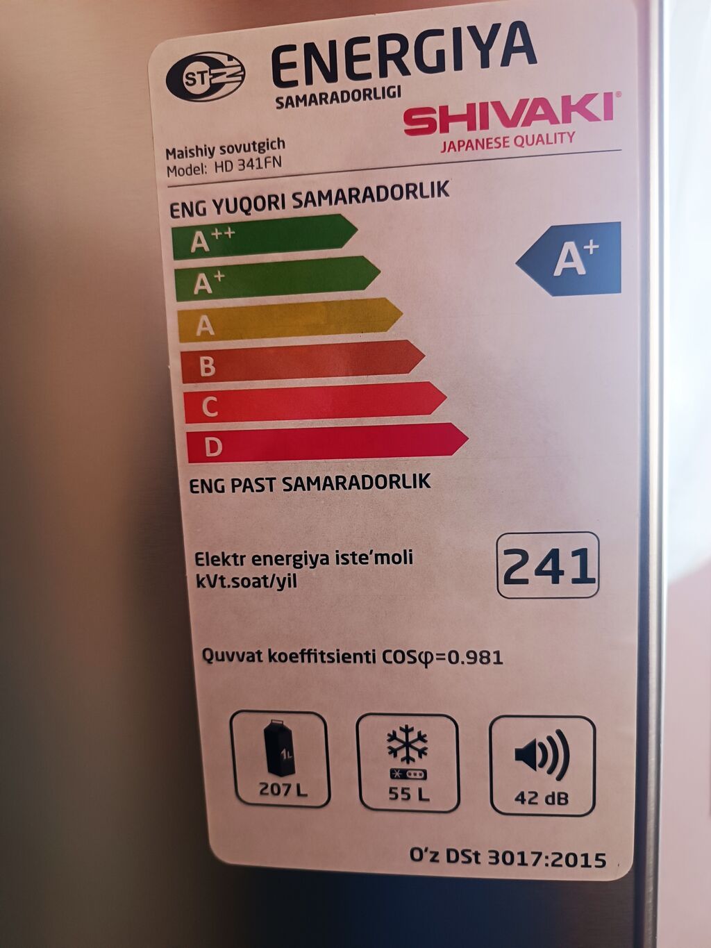 Shıvakı ikikameralı soyuducu, model HD 341FN - Enerji sinfi: A+ — Soyuducular, Cəlilabad (3)