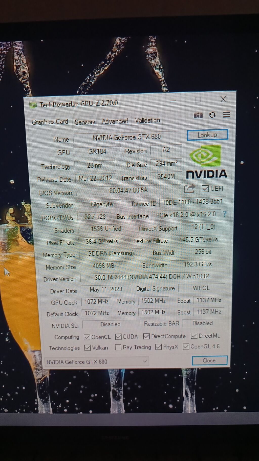 Videokart Gigabyte GeForce GTX 680, 4 GB, İşlənmiş — Elektronika, Bakı (5)