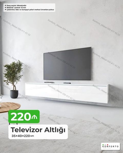 Televizor Altlığı – asma model - Ölçülər: 35 40 220 sm - Material — Bakı