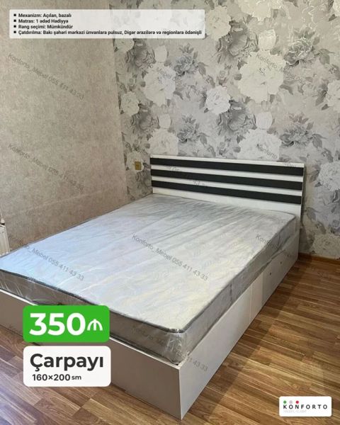Çarpayı – 160×200 sm - Mexanizm: açılan, bazalı (daxili iri saxlama — Bakı