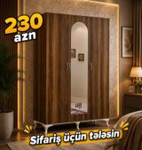 Üçqapılı paltar dolabı – 230 AZN - Material: taxta teksturalı laminat — Мебель