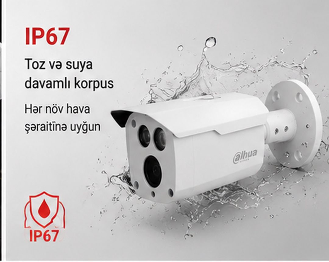 Dahua 2MP kamera 80M IR gecə görüntüsü Hdcvı IP67 — Təhlükəsizlik sistemləri, Bakı (8)