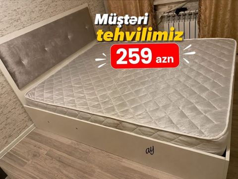 İki nəfərlik çarpayı və döşək dəsti - Ölçü: təxmini 160x200 sm — Bakı
