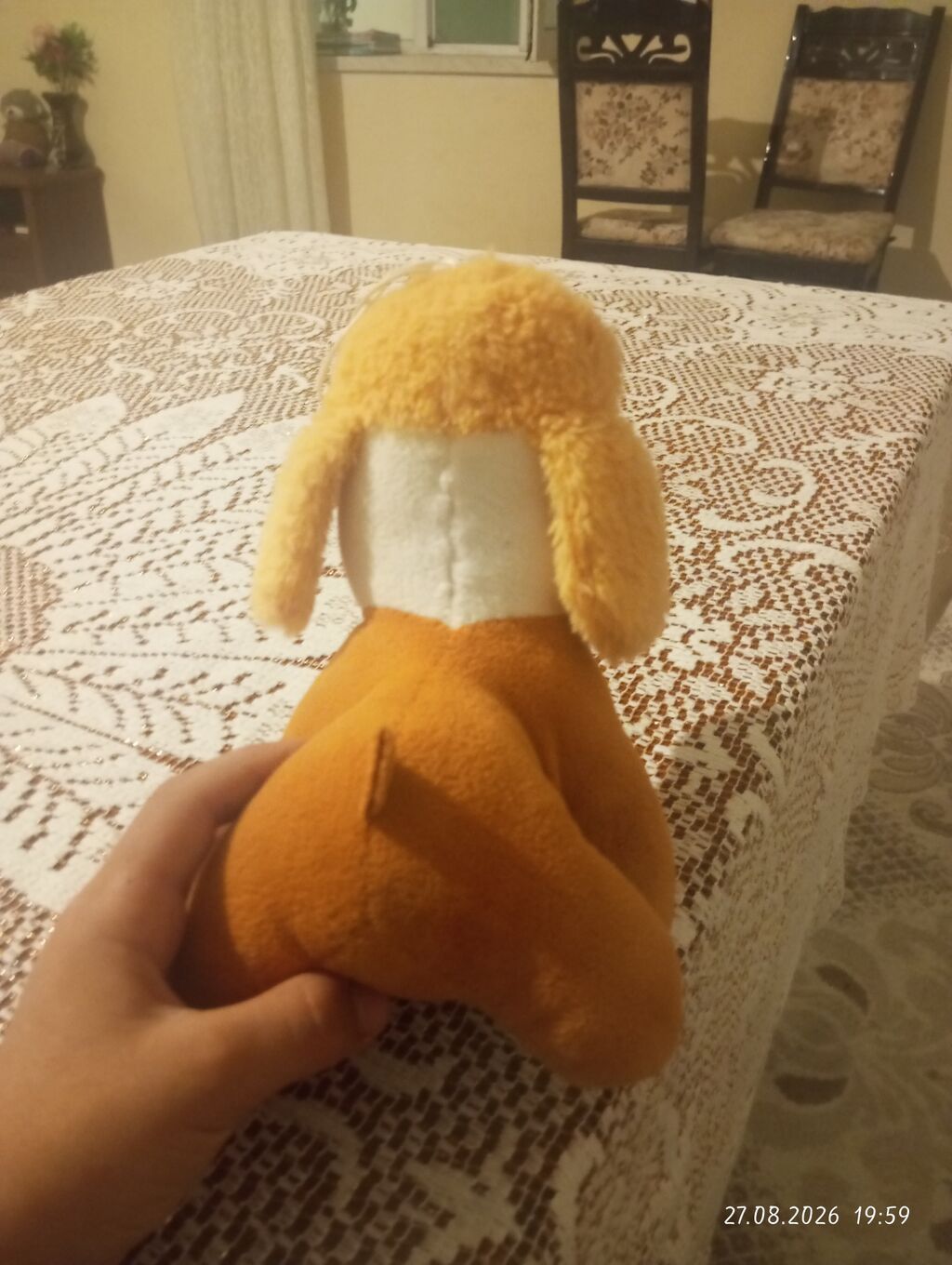 Yumşaq oyuncaq it. Qəhvəyi və ağ rəng kombinasiyasında hazırlanıb — Yumşaq oyuncaqlar, Saray (3)