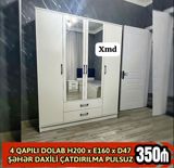 4 qapılı şkaf – H200 x E160 x D47 - Aynalı iki orta qapı - Rahat — Мебель