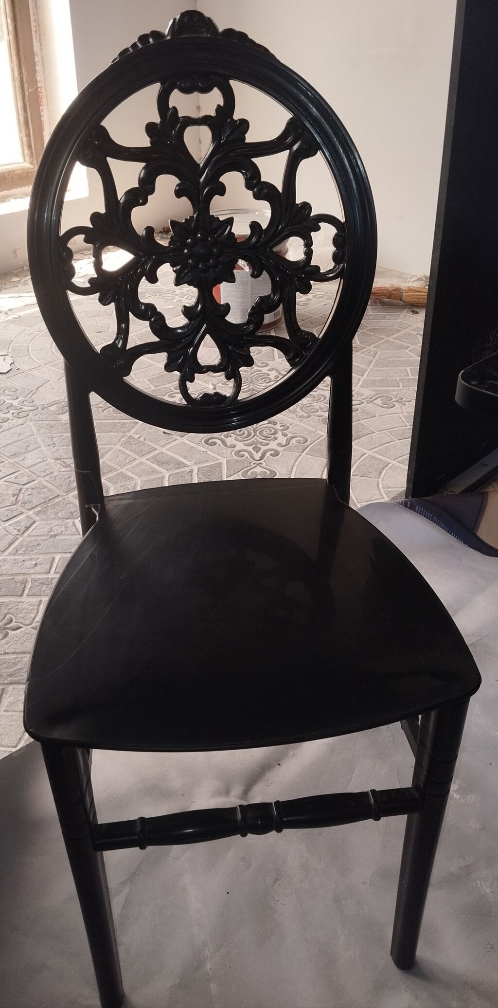 Qara mərmər naxışlı qatlanan masa və metal stul dəsti - Masa — Mebel, Bakı (5)