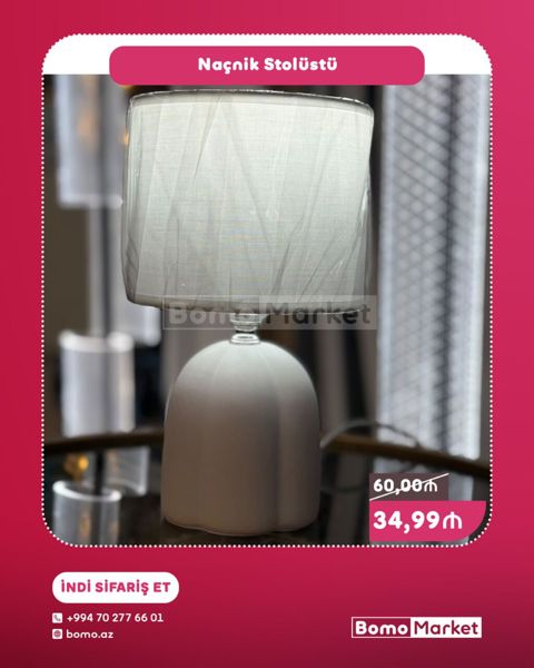 Naçnik Stolüstü Lampa - Klassik dizaynlı, yumru keramika gövdə və — Bakı