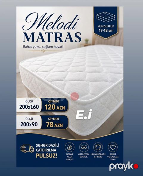 Melodi Matras Ölçülər: - 200x160 sm – Qiymət: 120 AZN - 200x90 sm — Masazır