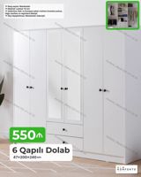 6 qapılı paltar dolabı – 47×200×240 sm - Model: 6 qapılı, mərkəzdə 2 — Mebel