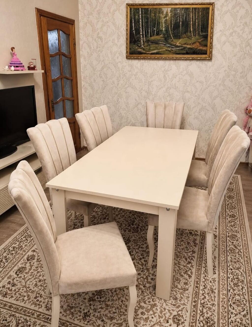 Mətbəx üçün, İşlənmiş, Açılmayan, Dördbucaq masa, 6 stul — Mebel, Bakı