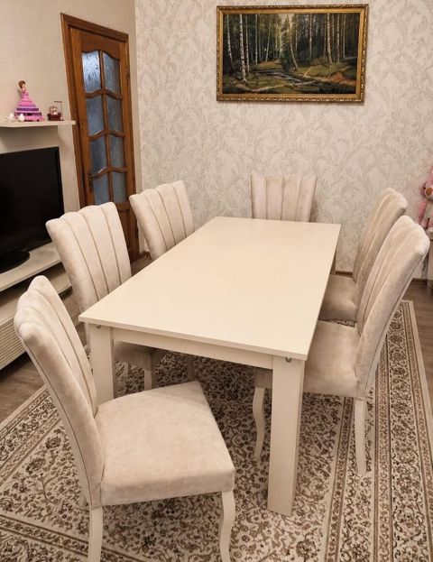 Mətbəx üçün, İşlənmiş, Açılmayan, Dördbucaq masa, 6 stul — Bakı