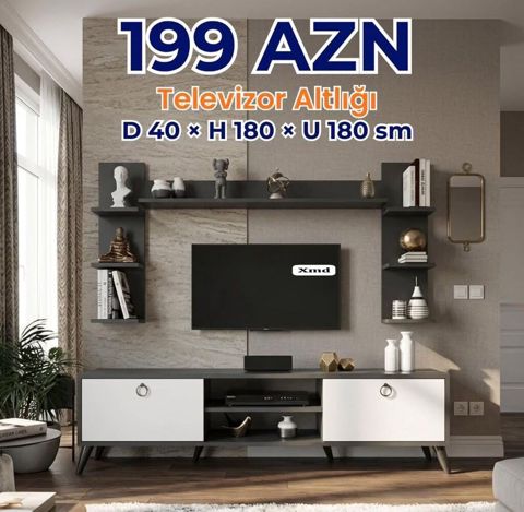 Televizor altlığı – D 40 H 180 U 180 sm - Müasir dizaynlı divar — Bakı