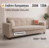 Açılan və bazalı divan - Rəng: bej/taxta ayaqlı - Mexanizm: asanlıqla — Mebel