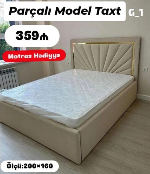 Parçalı model taxt – G_1 - Ölçü: 200×160 sm - Dəri/qumaş üzlü taxta — Mehdiabad