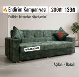 Məşhur model açılan və bazalı divan - Rəng: tünd yaşıl, modern — Mebel