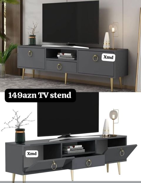 TV stend – 149 AZN - Rəng: Tünd boz (qrafit) - Dizayn: Minimalist — Bakı