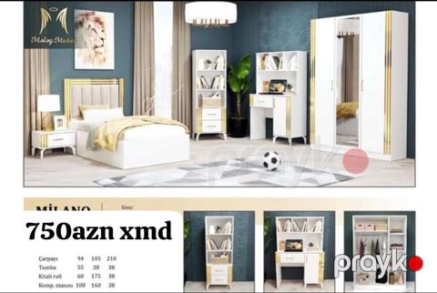 Milano gənc otağı dəsti Tərkibi və ölçülər (eni/dərinliyi/hündürlüyü