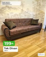 Tək divan – 210 sm - Mexanizm: açılan, bazalı (yataq funksiyalı) — Mebel
