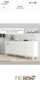 Kamod – müasir dizaynlı, ağ rəngdə, 4 qapalı bölməli. - Ölçü: 90 x — Furniture