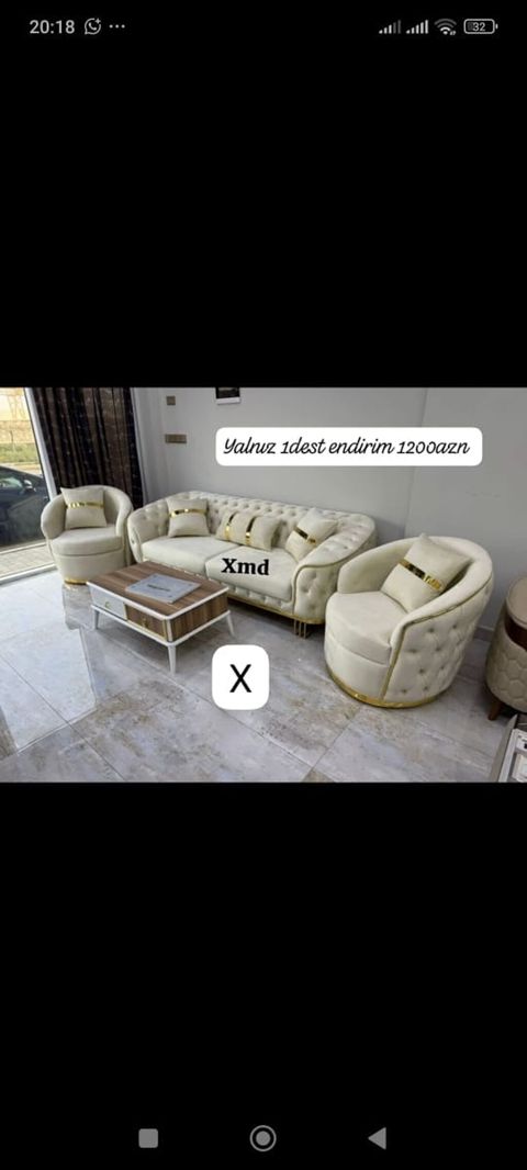 Klassik üslubda yumşaq mebel dəsti Tərkib: - 1 ədəd üçnəfərlik divan — Bakı