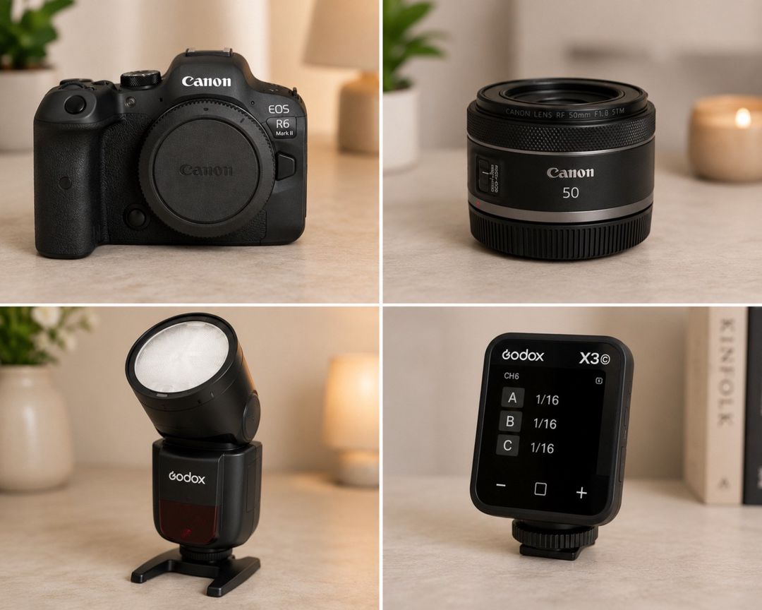 Canon EOS R6 Mark II + RF 50mm f/1.8 + Godox V1 Pro C + Godox X3 Trigger — Elektronika, Bakı (2)
