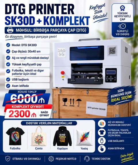 Köyneye-parçaya Çap Printeri DTG printer SK30D Birbaşa — Bakı