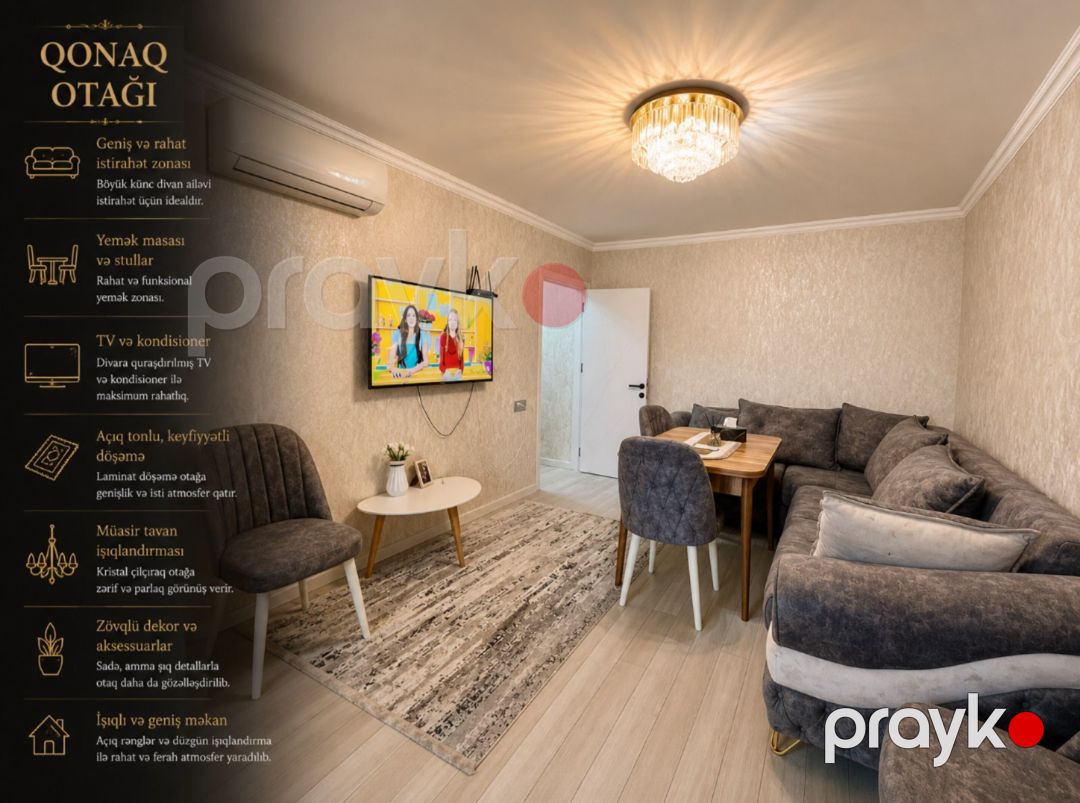 2-otaqlı mənzil, Qara Qarayev m., 45 m² — Mənzil, Bakı (5)