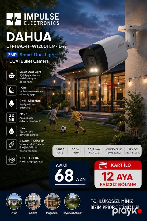 Dahua 2MP Smart Dual Light Hdcvı kamera 40M gecə işığı — Bakı