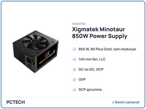 Xigmatek Minotaur 850W Power Supply (EN44665) — Bakı