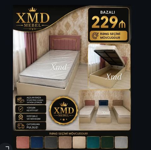 Bazalı tək nəfərlik çarpayı – XMD Mebel - Açılan baza: asanlıqla — Bakı