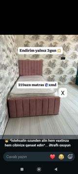 Yataq dəsti – tək nəfərlik çarpayı və matras - Rəng: toz-çəhrayı — Мебель
